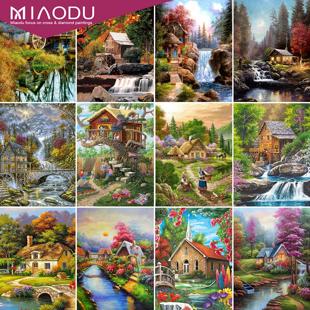 

Miaodu Diamond Painting House Full Square Round Handmade Gift Sale Diamond Embroidery Landscape Pictures Of Rhinestones Wall Art