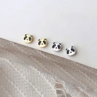 s925 sterling silver mini panda shape earrings cute style design earrings student niche earrings new style