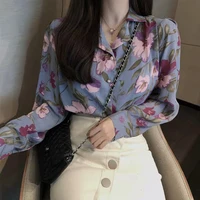2021 fashion plus size s 2xl womens long sleeve print tailored collar shirts fashion floral femme blusas tops office shirts new
