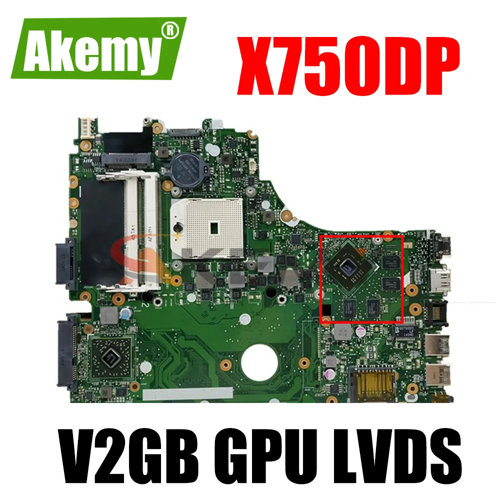 Материнская плата Akemy X750DP LVDS с (V2GB) графическим процессором для ноутбука Asus K550D X550DP