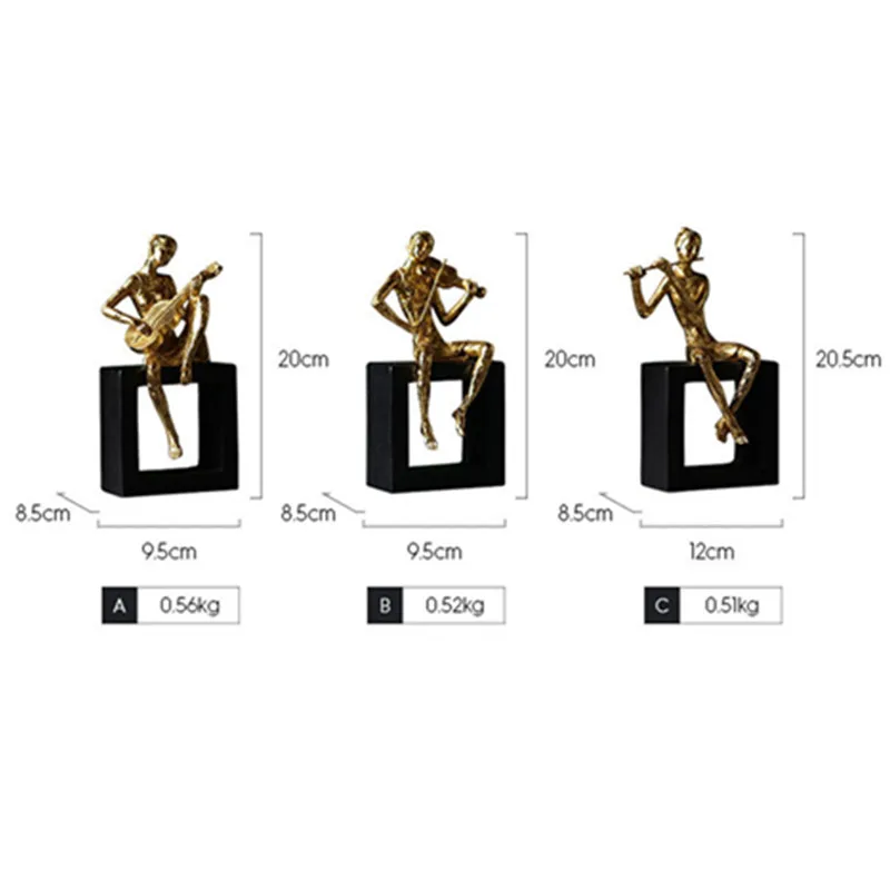 

NORTHEUINS Resin Musician Musical Instrument Miniature Figurines Creative Vintage Statues For Home Decor Interior Decoration