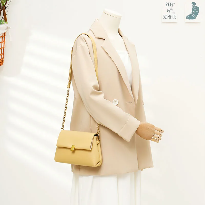 New Fashion Chain Ladies Shoulder Bag for Women Small Solid Color PU Leather Flap Handbags Female Designer Travel Crossbody Bag