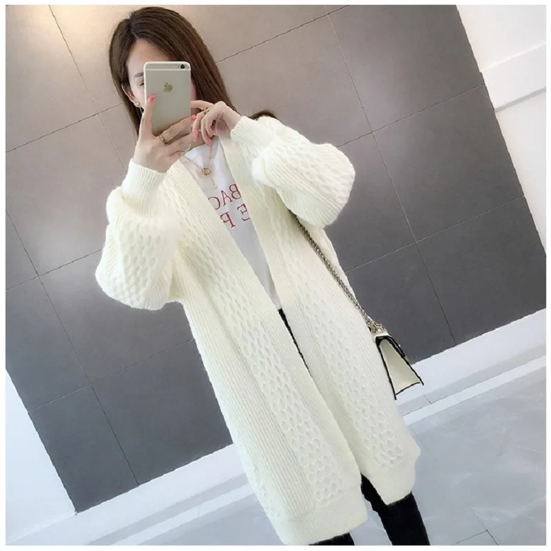 

Spring and winter women's blouse lazy wind sweater medium long women's 2021 new Korean loose knit cardigan jacket