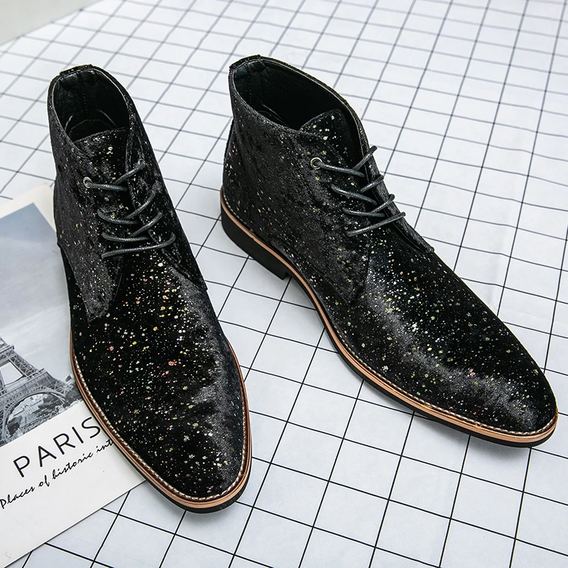 

New Popular Mens Fashion Boots Office Dress Boots Men Youth Casual Pu Leather Shoes Party Club Boot For Men Pointed Toe Man Boot
