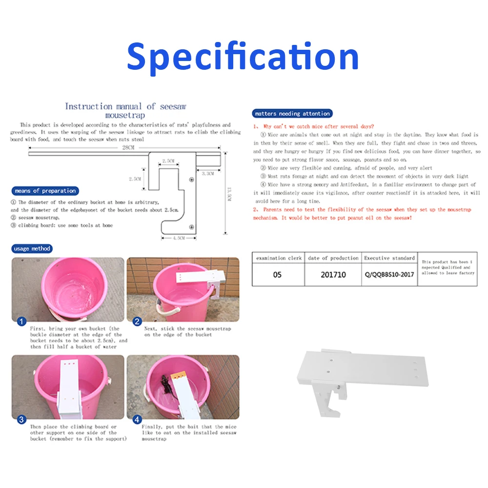 

Rat Trap for Mice Plastic Effective Foldable Pest Home Reusable Smart Flip and Slide Bucket Lid Mouse Trap Reset Rat Door Style