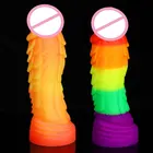 Многоцветный фаллоимитатор в виде дракона, Женский силиконовый пенис с присоской, длинный большой член, фаллоимитатор для точки G, для мастурбации клитора