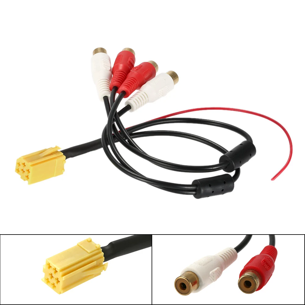 Mini 6 Pin ISO адаптер Aux Line Out 4 Chinch Kabel RCA разъем для VW Seat Skoda Blaupunkt VDO Audi Ford|Кабели адаптеры