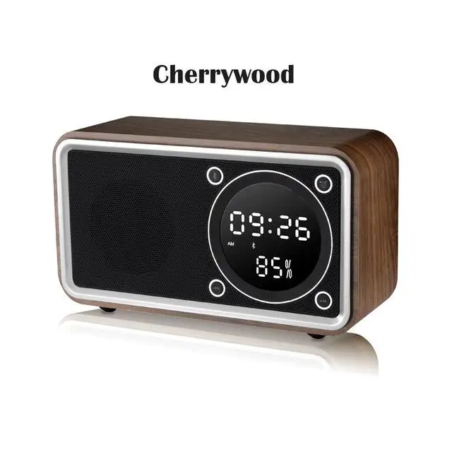 Будильник Bluetooth цифровой беспроводной Woody радио мир император светодиодный дисплей электронный деревянный, в современном стиле настольные часы - Цвет: Wood-2