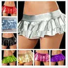 Мини-юбка Женская Блестящая из искусственной кожи, 5 цветов