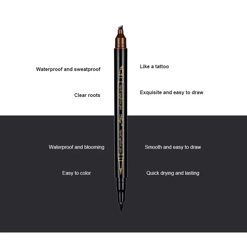 2 в 1 карандаш для бровей с четырьмя вилками жидкая подводка глаз водостойкая