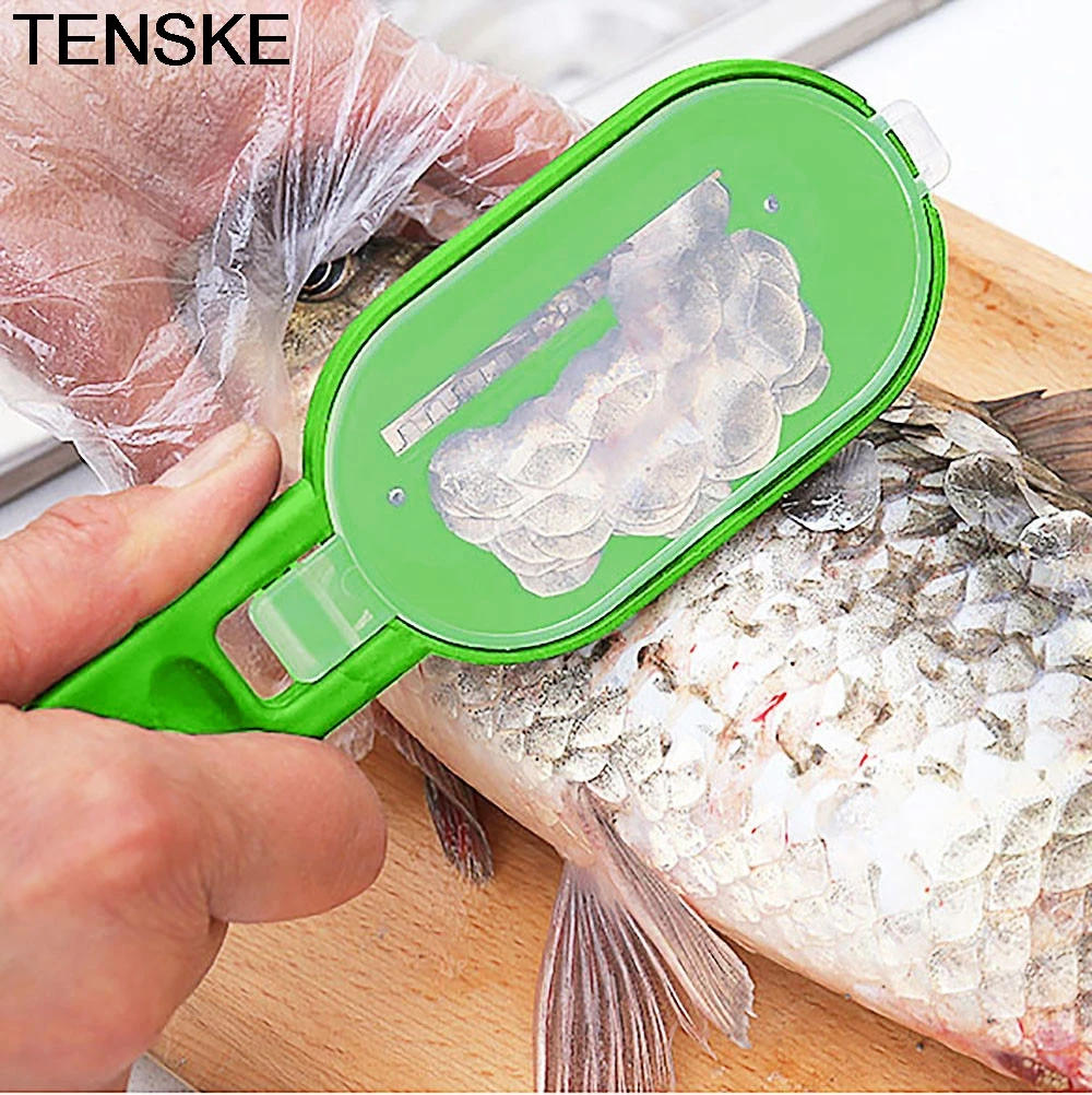 TENSKE, новинка, Практичный Нож для удаления рыбьей чешуи, скребок, нож, очиститель, кухонный нож, инструмент для рыбалки, кухонная посуда, овощечистка