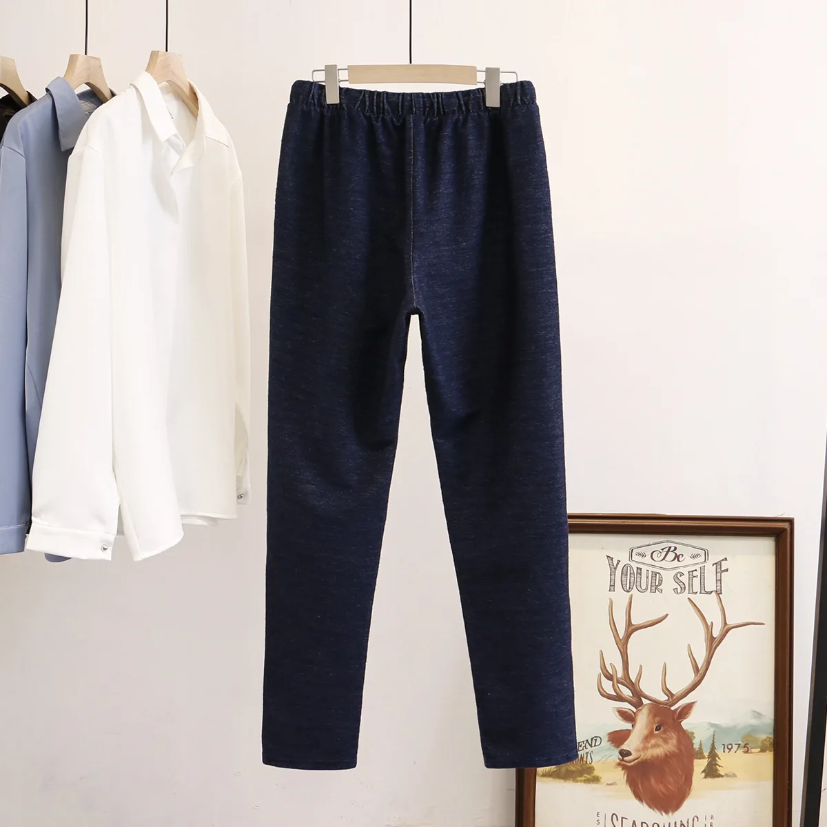 Женские джинсы-шаровары эластичные вязаные джинсовые брюки размера плюс для