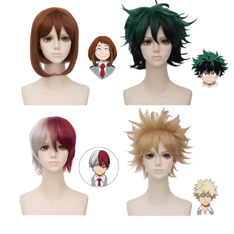 

Boku No Hero Academia Cosplay Wigs My Hero Academia Izuku Midoriya Ochako Green Yellow And Red Men Women Short Hair