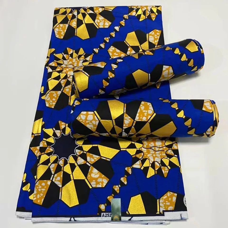 

Hot Selling Bronzing Ankara Fabric African Wax Print Gold Printing Cotton Fabric Ghana Nigerian Pagne Batik Wax Materials DFT-17