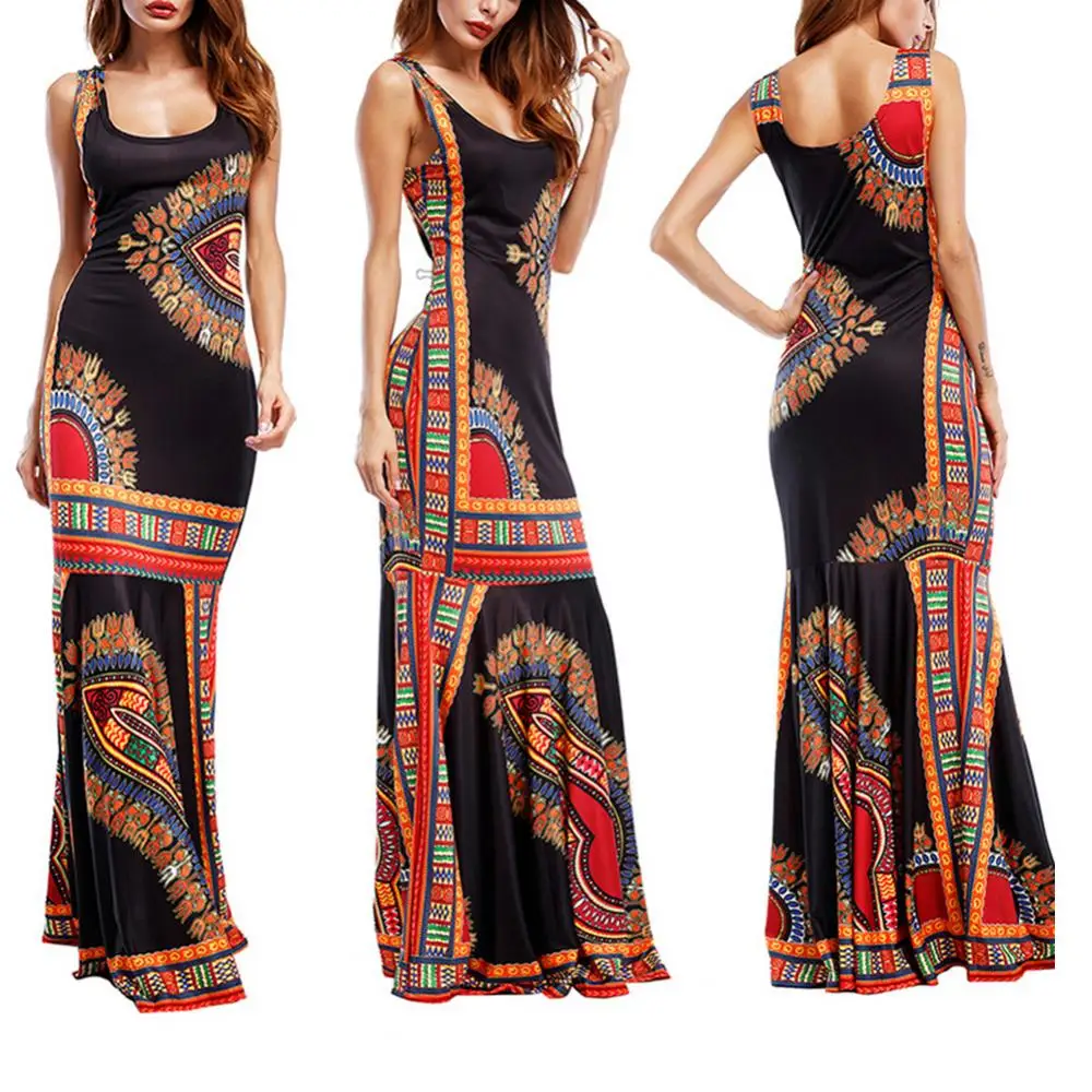 

Hot Sales!!!Bohemian Summer Beach Women Sundress Sleeveless Scoop Neck Bodycon Maxi Dress