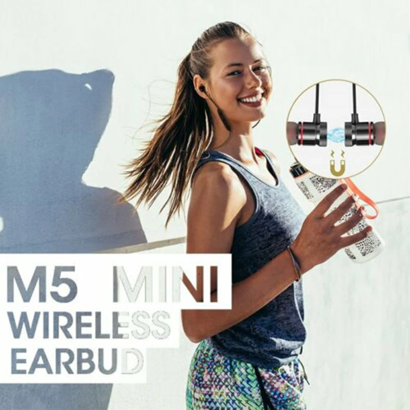 

New Sports Neckband Magnetic Wireless Headset Stereo Music Metal Headphones With Mic For Moblie Phones Bluetooth-compatible