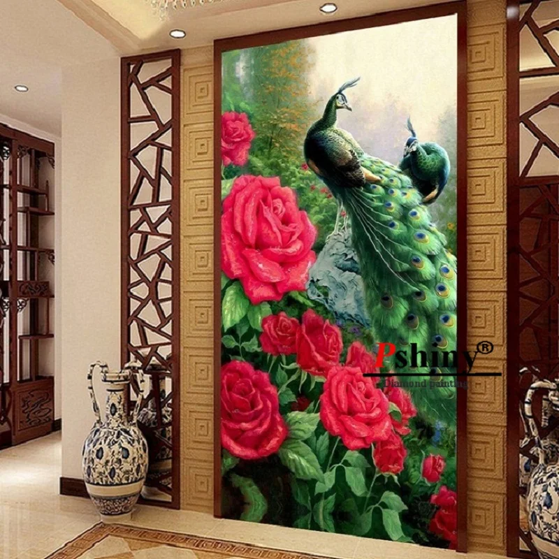 PSHINY 5D DIY Алмазная вышивка распродажа розовые павлины животные полная дрель
