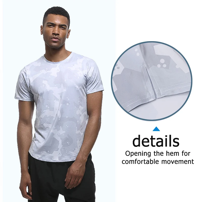

Men Running T Shirt Quick Dry Fitness T Shirt Training Clothes Gym Soccer Solid Sports Tops Tees Athletic Basketball Compression