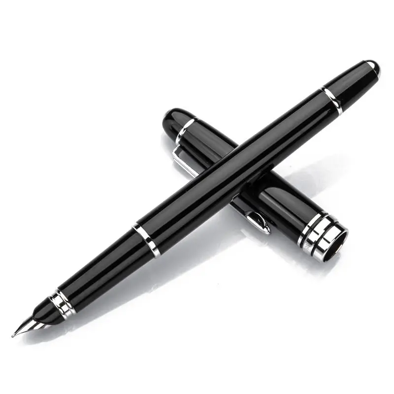 

HERO 77 Fountain Pen Black Metal Ink Pen Fine Nib Converter Filler Silver Clip Business Pens Stationery Office school supplies