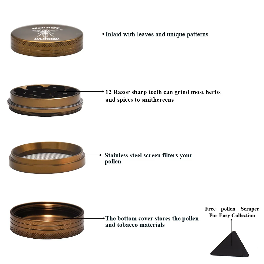 HORNET авиационная алюминиевая травяная шлифовальная машина для табака 60 мм 4 шт.