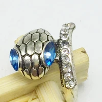 personality punk style snake rings for men women silver color snake shape ring inlay blue rhinestone finger ring jewelry gifts