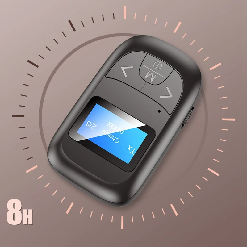

Bluetooth 5.0 Adapter LCD Screen Display Bluetooth Receiver Transmitter 2-in-1 Hands-Free Call
