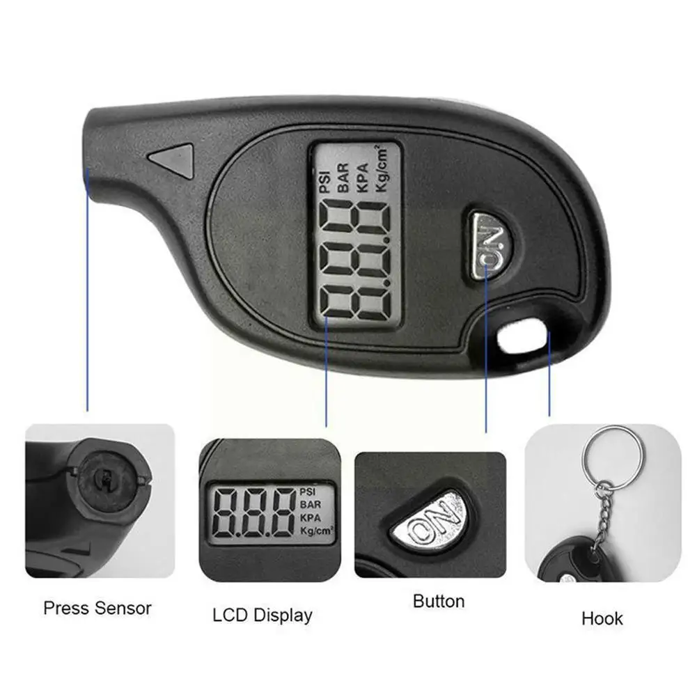 

Keychain Tire Pressure Count Display To Measure Car Mini Pressure Pressure Tire Gauge Gauge Tire Pressure Tire S6G5