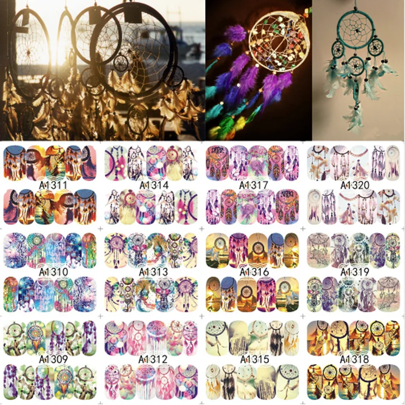 12 дизайнов смешанные совы Ловец снов мороженое торт дизайн ногтей переводная