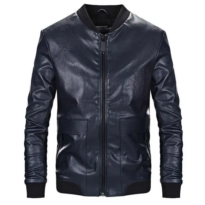 Genuine Jacket Men Motorcycle Spring Autumn Cowhide Slim Stand Collar Male Basic Mens Casual Real Leather Coat Clothes