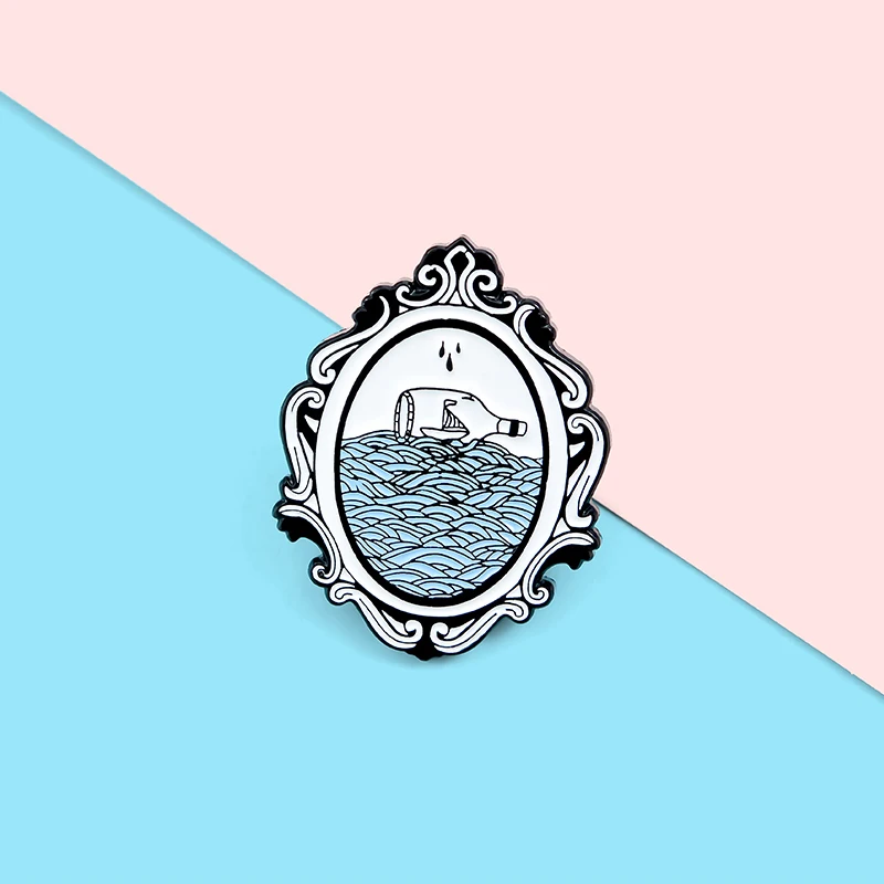 Эмалированная булавка в виде морской волны волшебные булавки форме зеркала