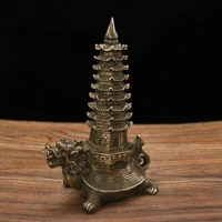 9chinese folk collection old bronze dragon turtle wenchang tower pagoda statue gather wealth office ornaments town house