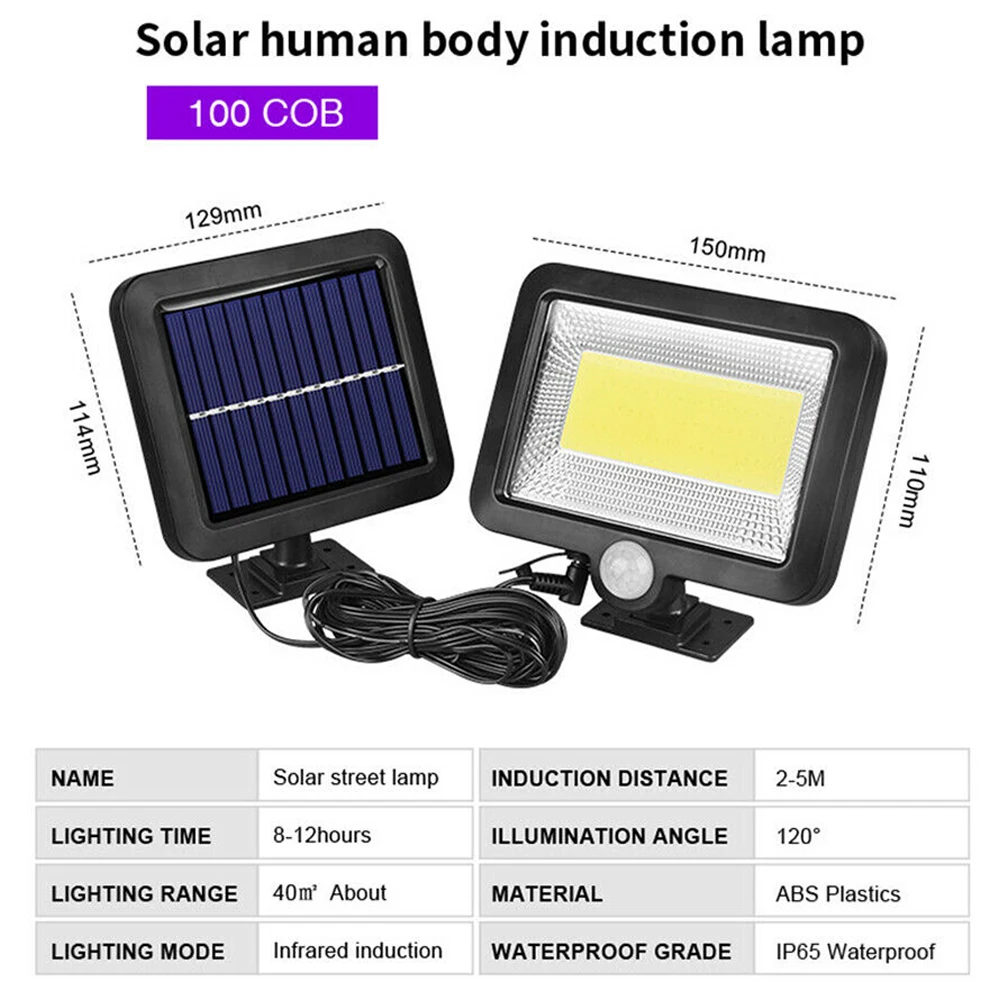 

50W Wall Light 100 LED Outdoor Solar Power Motion Sensor Garden Light Waterproof Security Emergency Street Lamp