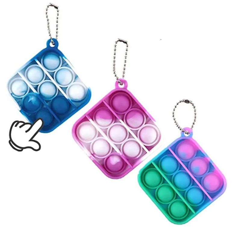 

110pc Fidget Sensory Toy Popit Pops Push Bubble Figet Simple Dimple Toy Keychains Ring Anti-stress Board Autism Educational Toys