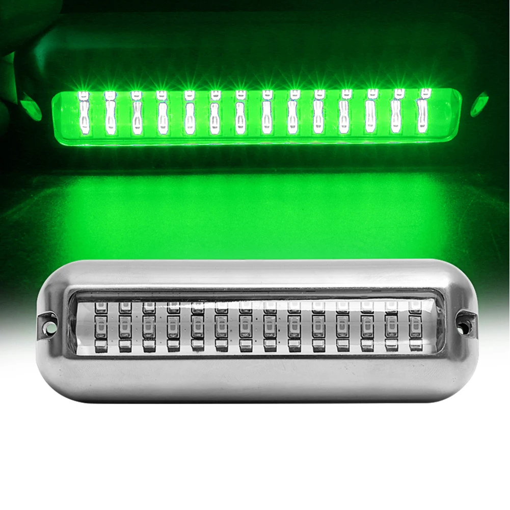 

27LED/42LED 538LM Marine LED Light Underwater 12V Stainless Steel IP68 Waterproof Green Light for Boat Yacht Pontoon Kayak