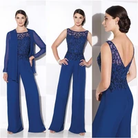 custom chiffon pant suits with jacket woman lady plus size mother of the bride dress trousers sequins two pieces