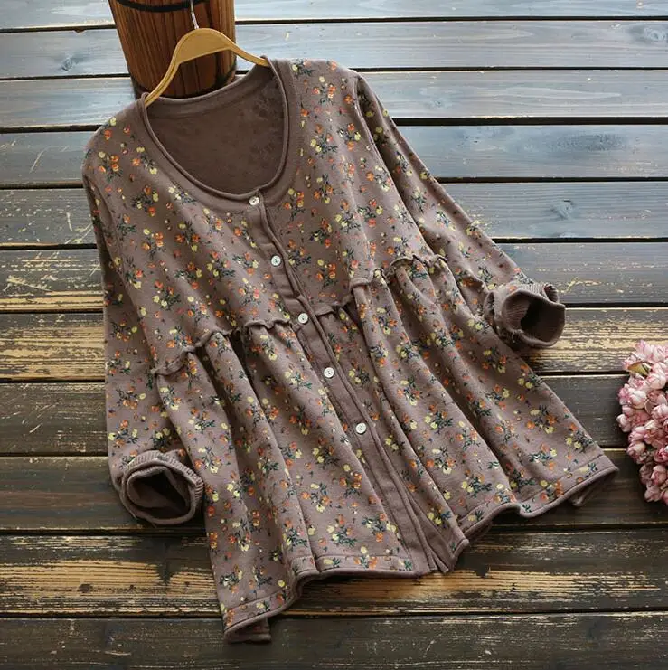 Mori Girl 2019 Women Sweater Floral Autumn Flower Printing Knit Cardigan Long sleeved Fashion Loose Tops YoYiKamomo |