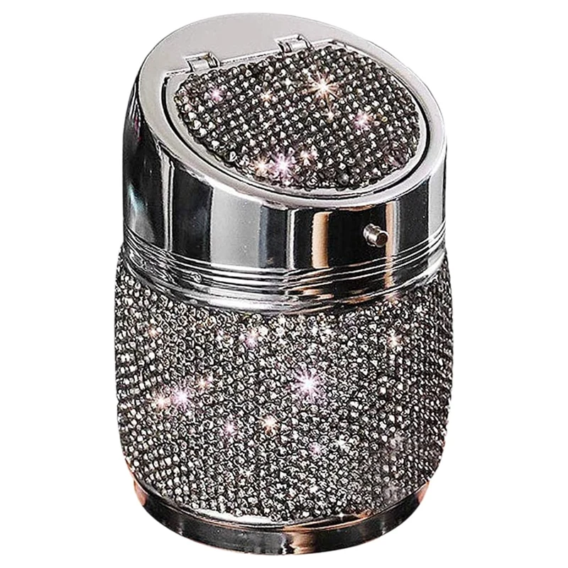 

Автомобильная пепельница, Бездымная нержавеющая портативная блестящая подставка для чашки с крышкой для автомобиля, грузовика, внедорожни...