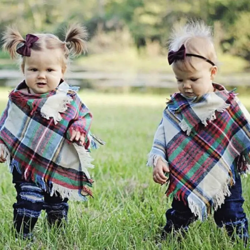 Детская накидка шаль Классическая зимняя одежда для девочек платок с кисточками