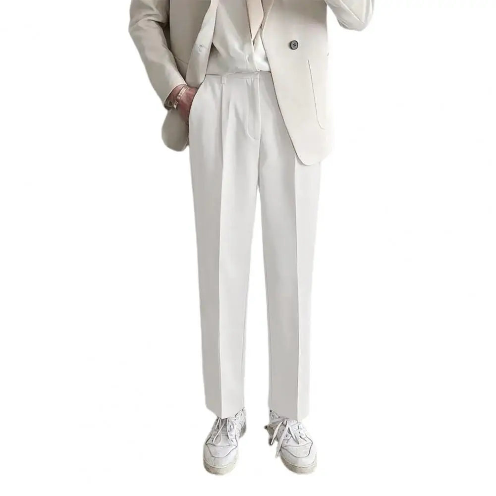 Мужские повседневные Костюмные брюки однотонные прямые со средней посадкой и
