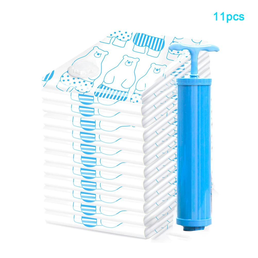 

11 Pcs/set Reusable With Pump Seal Vacuum Compressed Dustproof Large Storage Bag Home Organizer Save Space Foldable Travel