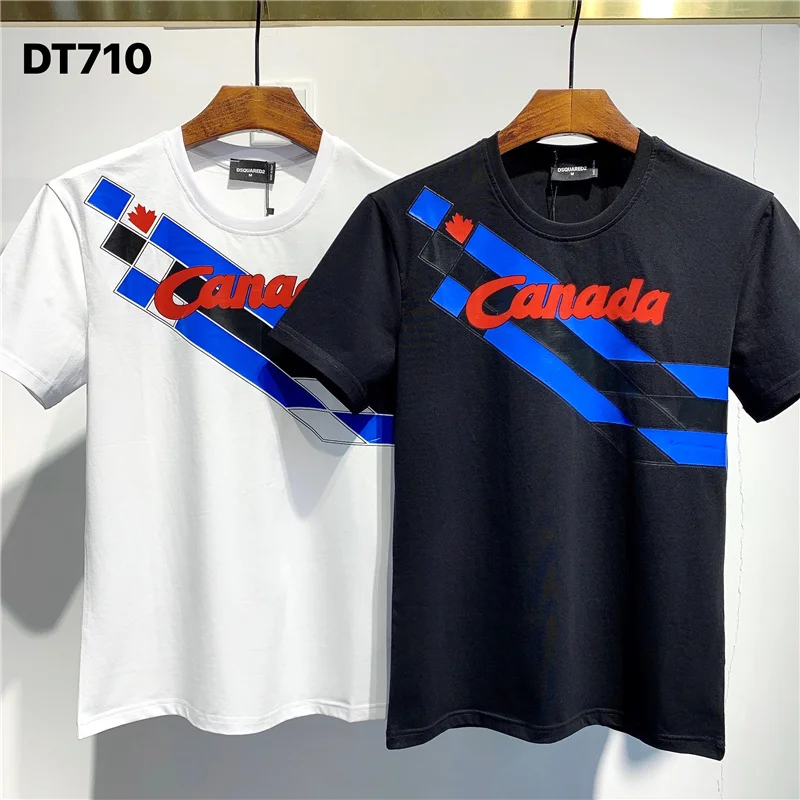 

2021 new Dsquared2 print short-sleeved T-shirt men's letter mirror print D2 fashion trend summer tide 015