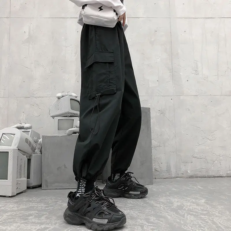 

HOUZHOU Harajuku Goth Cargo Pants Women Gothic Punk Plus Size High Waist Wide Leg Trousers for Female Korean Kpop Streetwear