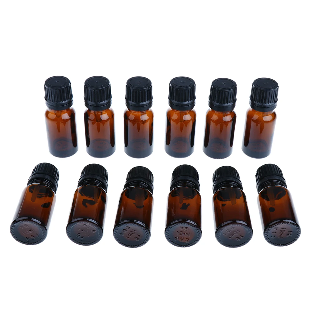 

12 Pieces Glass Essential Oil Refillable Brown Amber Bottles for Travel