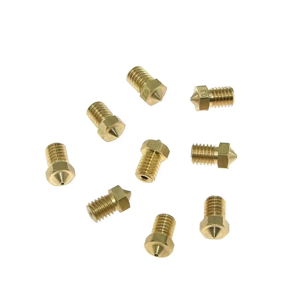 

10Pcs/lot M6 Nozzles V5 V6 Metal Nozzle 0.2/0.25/0.3/0.4/0.5/0.6/0.8/ 1.0mm For 1.75mm/3mm Filamnet 3D Printer Parts
