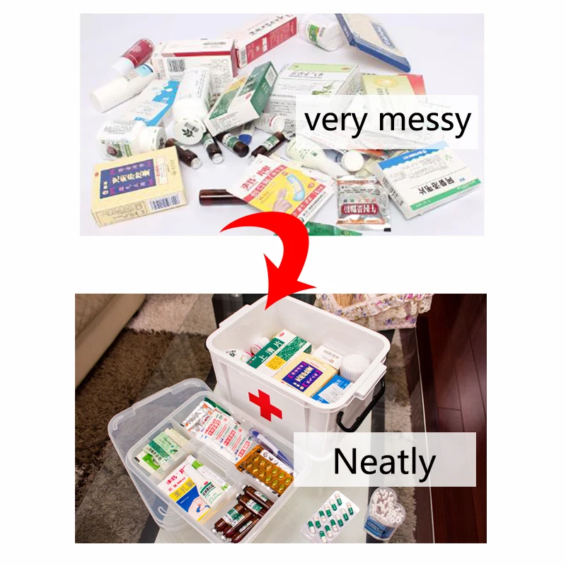 Baffect аптечки большой емкости медицинский ящик сундук-органайзер медицинский ящик для хранения Контейнер Коробка 2 слоя пластиковый ящик для хранения