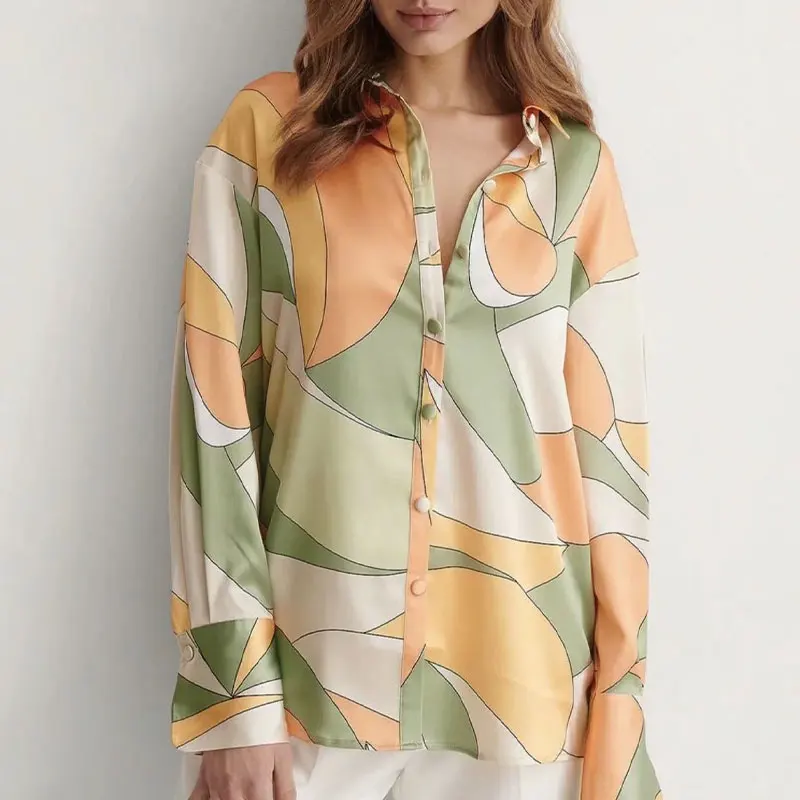 

Женская винтажная блузка на пуговицах Za, разноцветная блузка с длинным рукавом, уличная мода, 2021