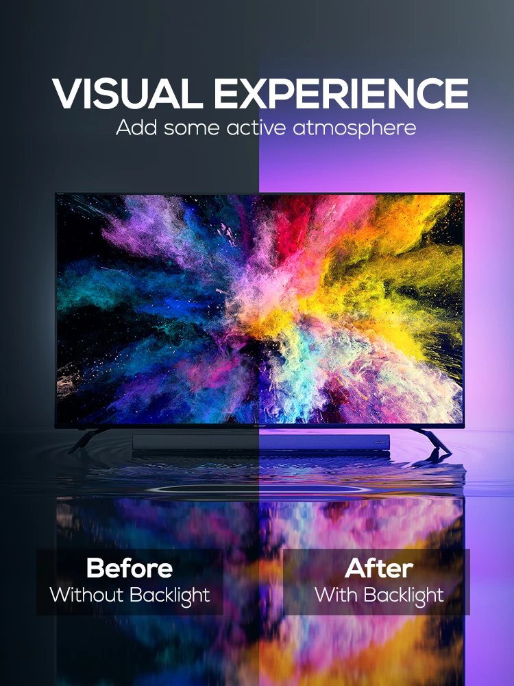 Цветная (RGB) Светодиодные ленты светильник USB ТВ Экран DC 5V SMD5050 ИК Управление/Bluetooth