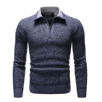 autumn winter casual sweaters men half high collar zippers warm fleece pullovers mens thick warm knitted sweater men pullovers