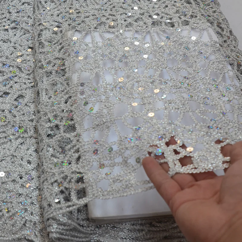 3 цвета (5 ярдов/шт.) Высококачественная серебристая белая в африканском стиле с