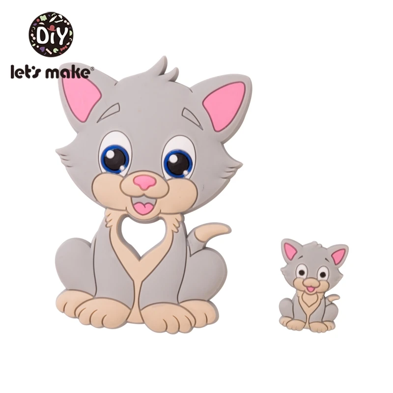 cat1 Let's Make 2 шт./компл. силиконовый Прорезыватель для зубов малышей игрушки Diy Аксессуары для колясок для соски с цепочкой, Еда Класс игрушки Детский Прорезыватель для зубов - Цвет: cat1